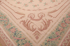 16'3" x 18'6" Blush, Peach Palace Hand Knotted Needlepoint 100% Wool French Aubusson Traditional Oriental Area Rug