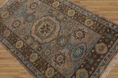 3x5 Gray, Brown Hand Knotted Turkish Oushak 100% Wool Traditional Oriental Area Rug