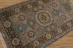 3x5 Gray, Brown Hand Knotted Turkish Oushak 100% Wool Traditional Oriental Area Rug