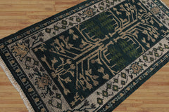 3x5 Teal, Beige Hand Knotted Turkish Oushak 100% Wool Traditional Oriental Area Rug