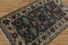 3x5 Blue, Beige Hand Knotted Turkish Oushak 100% Wool Traditional Oriental Area Rug