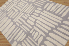 5x7 Gray, Cream Hand Tufted Hand Made 100% Wool Designer Modern & Contemporary Oriental Area Rug