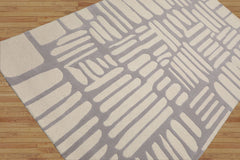 5x7 Gray, Cream Hand Tufted Hand Made 100% Wool Designer Modern & Contemporary Oriental Area Rug