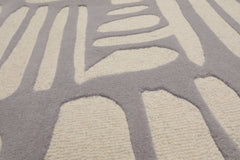 5x7 Gray, Cream Hand Tufted Hand Made 100% Wool Designer Modern & Contemporary Oriental Area Rug