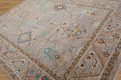 9x12 Taupe, Beige Hand Knotted Oushak 100% Wool Transitional Oriental Area Rug