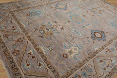 9x12 Taupe, Beige Hand Knotted Oushak 100% Wool Transitional Oriental Area Rug