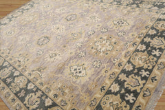 9x12 Gray, Moss Hand Knotted Oushak 100% Wool Transitional Oriental Area Rug