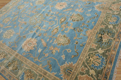 9x12 Aqua, Sage Hand Knotted Oushak 100% Wool Transitional Oriental Area Rug