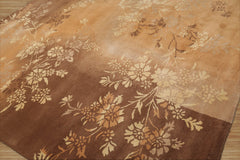 Surgoinsville 8x10 Hand Tufted Hand Made 100% Wool Botanical Transitional Oriental Area Rug Brown, Tan Color