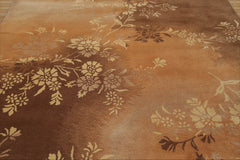 Surgoinsville 8x10 Hand Tufted Hand Made 100% Wool Botanical Transitional Oriental Area Rug Brown, Tan Color
