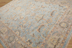 9x12 Aqua, Taupe Hand Knotted Oushak 100% Wool Transitional Oriental Area Rug