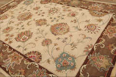 Soares 8x11 Hand Tufted Hand Made 100% Wool Oushak Traditional Oriental Area Rug Beige, Brown Color