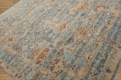 Abrahams 8x10 Hand Knotted Muted Turkish Oushak 100% Wool Traditional Oriental Area Rug Gray,Aqua Color