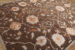 Spavinaw 8x10 Hand Tufted Hand Made Wool & Art Silk Botanical Transitional Oriental Area Rug Brown, Gray Color