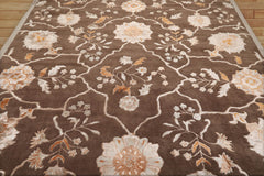 Spavinaw 8x10 Hand Tufted Hand Made Wool & Art Silk Botanical Transitional Oriental Area Rug Brown, Gray Color