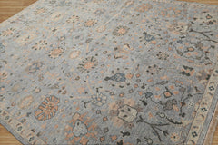 Tillotson 8x10 Hand Knotted Muted Turkish Oushak 100% Wool Traditional Oriental Area Rug Slate, Blue Color
