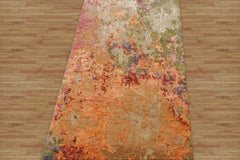 Swepson Runner Hand Knotted Sherpa Wool and Silk Modern & Contemporary Oriental Area Rug Mint, Peach Color