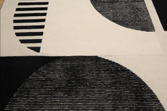 Halleck 8x10 Hand Tufted Hand Made 100% Wool Modern & Contemporary Oriental Area Rug Ivory, Black Color