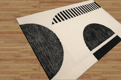 Amersfoort 5x7 Hand Tufted Hand Made 100% Wool Modern & Contemporary Oriental Area Rug Ivory, Black Color