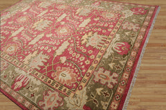 Multi Size Raspberry, Sage Hand Knotted LoomBloom Muted Turkish Oushak 100% Wool Traditional Oriental Area Rug