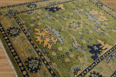 Multi Size Hand Knotted LoomBloom Muted Turkish Oushak 100% Wool Traditional  Oriental Area Rug Green,Navy Color