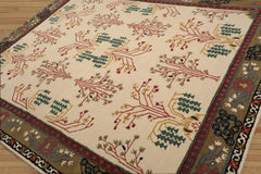 Sutcliffe 8x10 Hand Tufted Hand Made 100% Wool Transitional Oriental Area Rug Olive Green, Wine Color