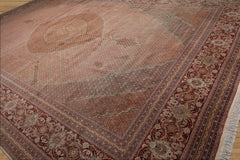 Penix Palace Hand Knotted Wool and Silk Traditional Oriental Area Rug Beige, Rust Color