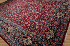 Hadfield Palace Hand Knotted Persian 100% Wool Traditional Mashad 200 kpsi Palace Oriental Area Rug Burgundy,Navy Color