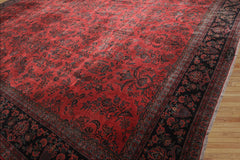Annies Palace Hand Knotted Persian 100% Wool Traditional Oriental Area Rug Orangey Red,Navy Color