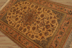 Annunzio 3x5 Hand Knotted 100% Wool Traditional Isfahan with 400 KPSI Oriental Area Rug Gold, Peach Color