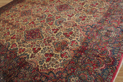 Palace Hand Knotted 100% Wool Traditional Antique Palace Isfahan 300 KPSI Oriental Area Rug Ivory, Blue Color