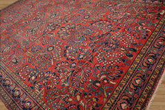 Palace Hand Knotted 100% Wool Vintage Palace Lilihan Traditional Oriental Area Rug Burnt Orange, Navy Color