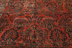 Palace Hand Knotted 100% Wool Traditional Antique Palace Sarouk Oriental Area Rug Faded Salmon, Navy Color