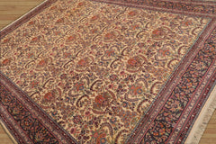 9x12 Hand Knotted 100% Wool Kerman Traditional Oriental Area Rug Warm Beige, Charcoal Color