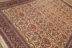 9x12 Hand Knotted 100% Wool Kerman Traditional Oriental Area Rug Warm Beige, Charcoal Color