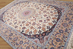 9x12 Hand Knotted Wool and Silk Traditional 400 KPSI Oriental Area Rug Cream, Taupe Color