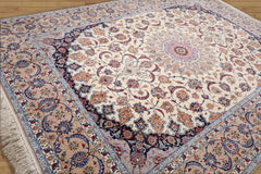 9x12 Hand Knotted Wool and Silk Traditional 400 KPSI Oriental Area Rug Cream, Taupe Color