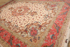 Palace Hand Knotted Wool and Silk Traditional Palace Tabriz 350 KPSI Master Weaver Signed Oriental Area Rug Ivory, Rose Color