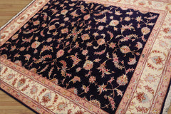 5x7 Hand Knotted Persian Wool and Silk Tabriz 300 KPSI Traditional Oriental Area Rug Blue, Ivory Color