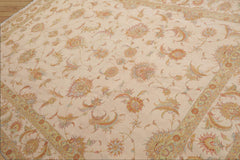 8x10 Hand Knotted Wool and Silk Traditional 350 KPSI Oriental Area Rug Ivory, Mint Color