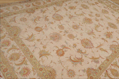 8x10 Hand Knotted Wool and Silk Traditional 350 KPSI Oriental Area Rug Ivory, Mint Color