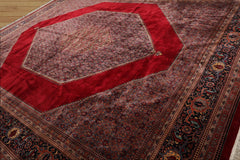 Palace 12'x15' Hand Knotted Persian 100% Wool 250 KPSI Bidjar Traditional Oriental Area Rug Cinnamon,Navy Color