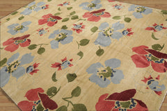 8x10 Hand Knotted Tibetan 100% Wool Transitional Oriental Area Rug Pistacchio, Rust Color