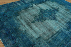 8x10 Hand Knotted 100% Wool Traditional Over dyed Distressed Oushak Designer Oriental Area Rug Aqua, Blue Color
