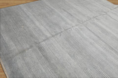 8x10 Hand Knotted Tibetan 100% Wool Modern & Contemporary Oriental Area Rug Gray, White Color