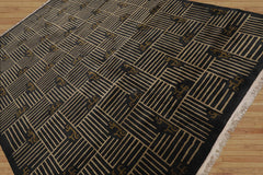 9x12 Hand Knotted Tibetan 100% Wool Transitional Oriental Area Rug Charcoal, Beige Color