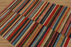 4x6 Hand Knotted Tibetan 100% Wool Modern & Contemporary Oriental Area Rug Blue, Beige Color