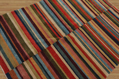 4x6 Hand Knotted Tibetan 100% Wool Modern & Contemporary Oriental Area Rug Blue, Beige Color