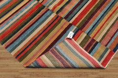 4x6 Hand Knotted Tibetan 100% Wool Modern & Contemporary Oriental Area Rug Blue, Beige Color