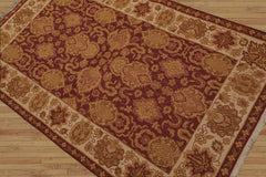 3x5 Hand Knotted Tibetan 100% Wool Reversible Soumak Traditional Oriental Area Rug Rust, Ivory Color